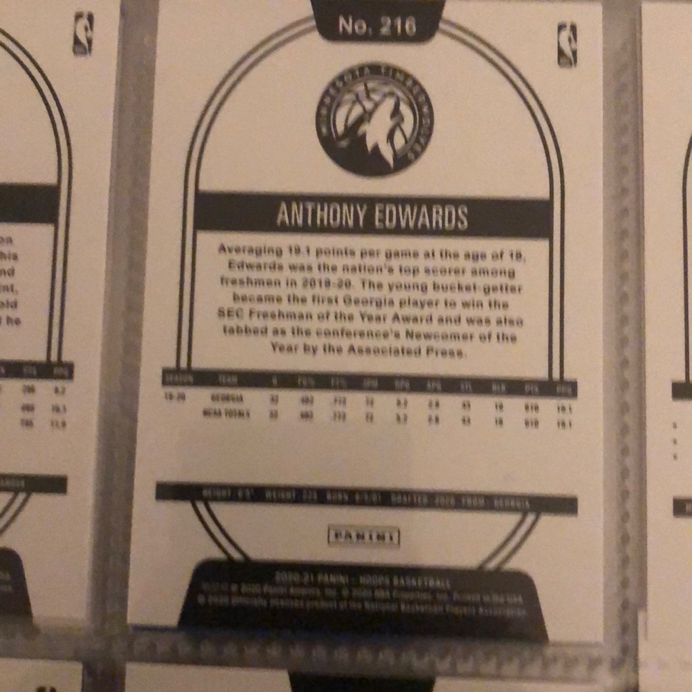 Anthony Edwards Rookie Card - Picture 2 of 2